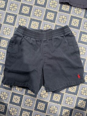 Ralph Lauren Black Elastic-Waist Kids Shorts with Red Logo